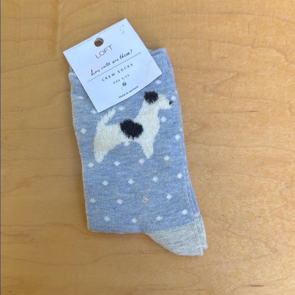 LOFT Light Blue Socks with Dog Pattern